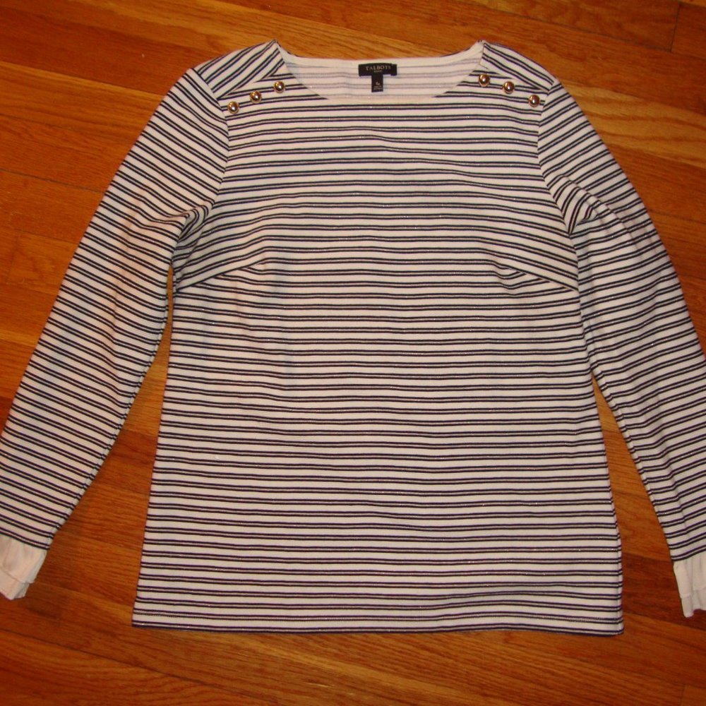 Talbots Small/Petite Striped Long Sleeve Top